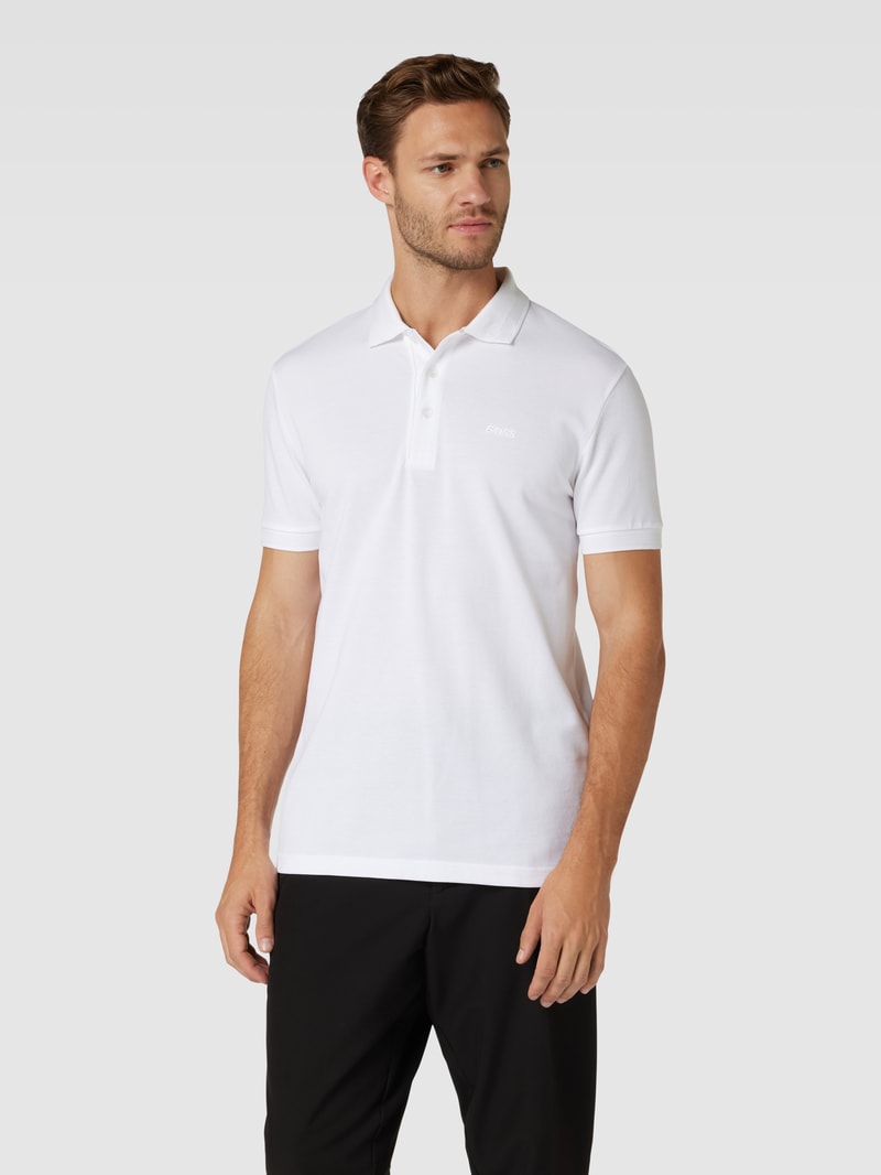 Regular Fit Poloshirt mit Label-Stitching Modell 'PADDY' in weiß