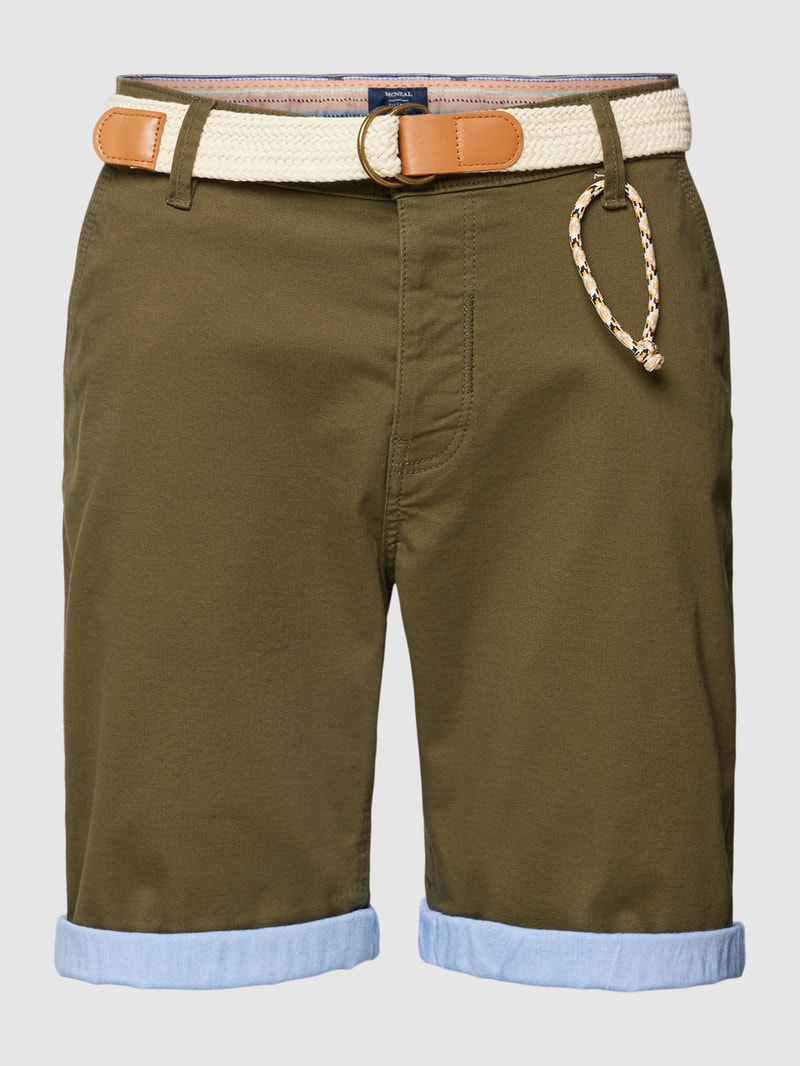 Chinoshorts mit französischen Eingrifftaschen in olivgrün
