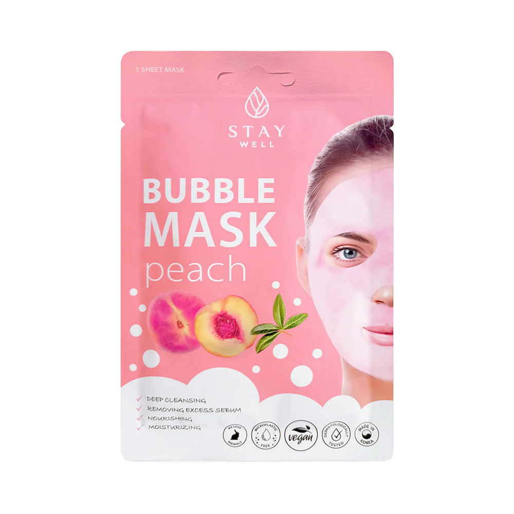 Mască facială cu bule de curățare profundă – PEACH - Mască facială purificatoare, Mască facială hidratantă