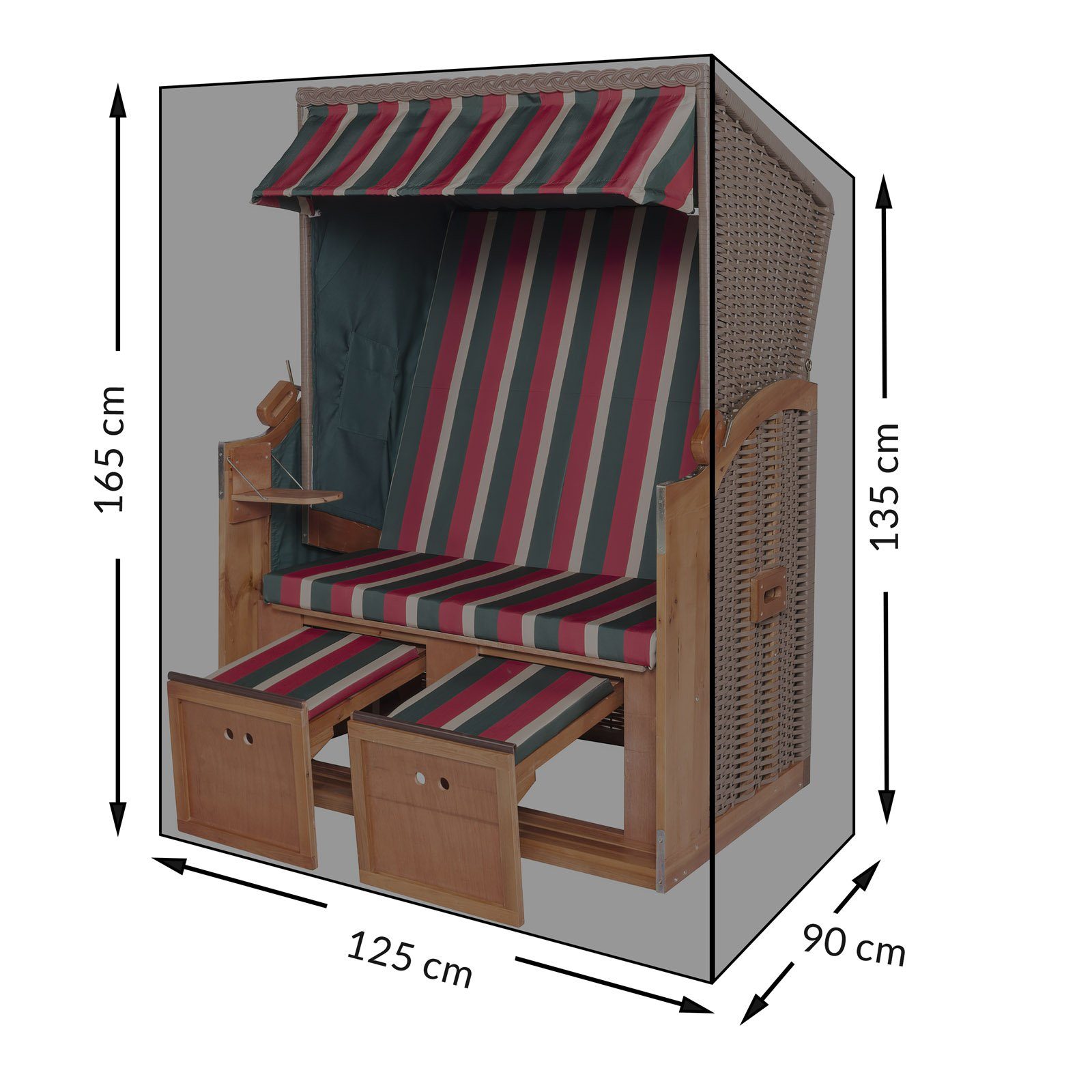 Kingsleeve Gartenmöbel-Schutzhülle Kingsleeve, Strandkorb Winterfest UV-beständig PE 125x90x165cm Garten Abdeckplane