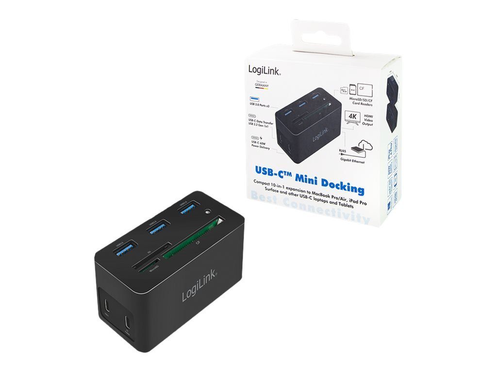 LogiLink Laptop-Dockingstation LOGILINK Dockingstation USB 3.2 (G1) HDMI,10-Port,PD4,schw.