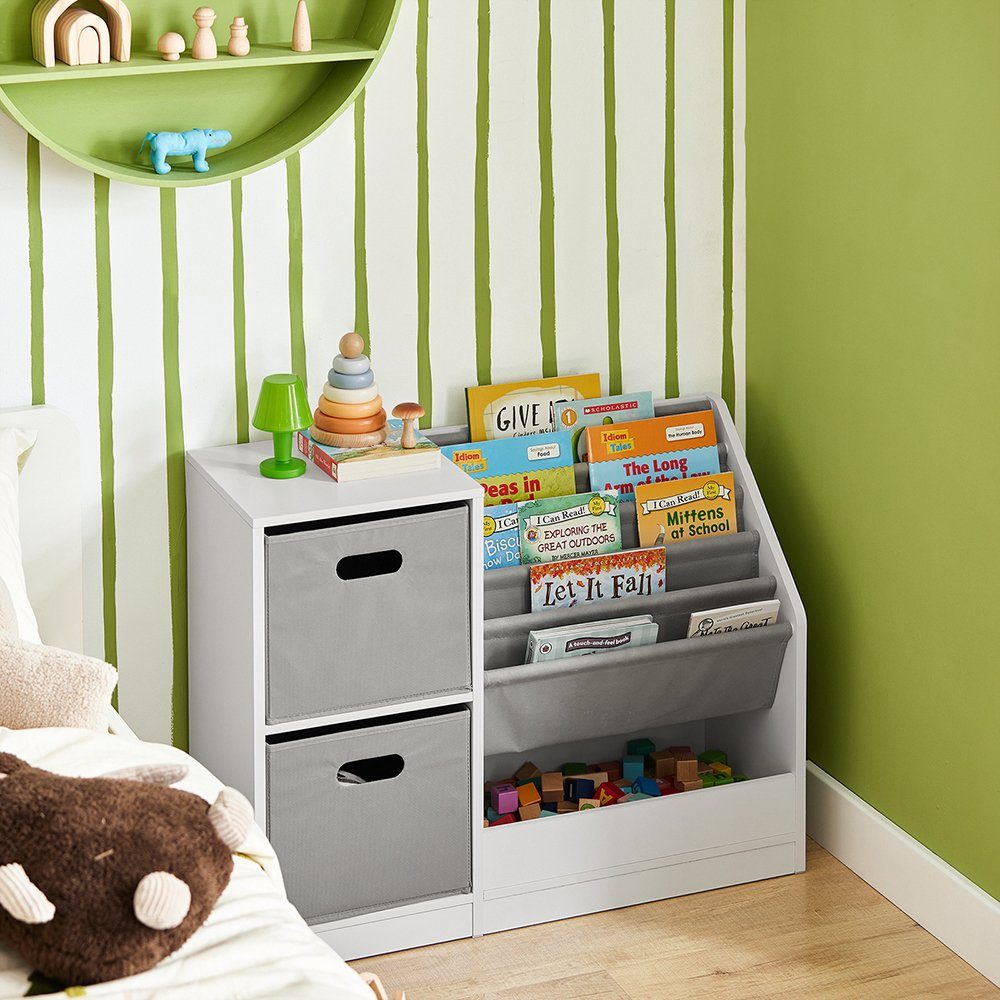 SoBuy Bücherregal KMB76, Kinderregal mit Boxen Aufbewahrungsregal Spielzeugregal Kinderzimmer