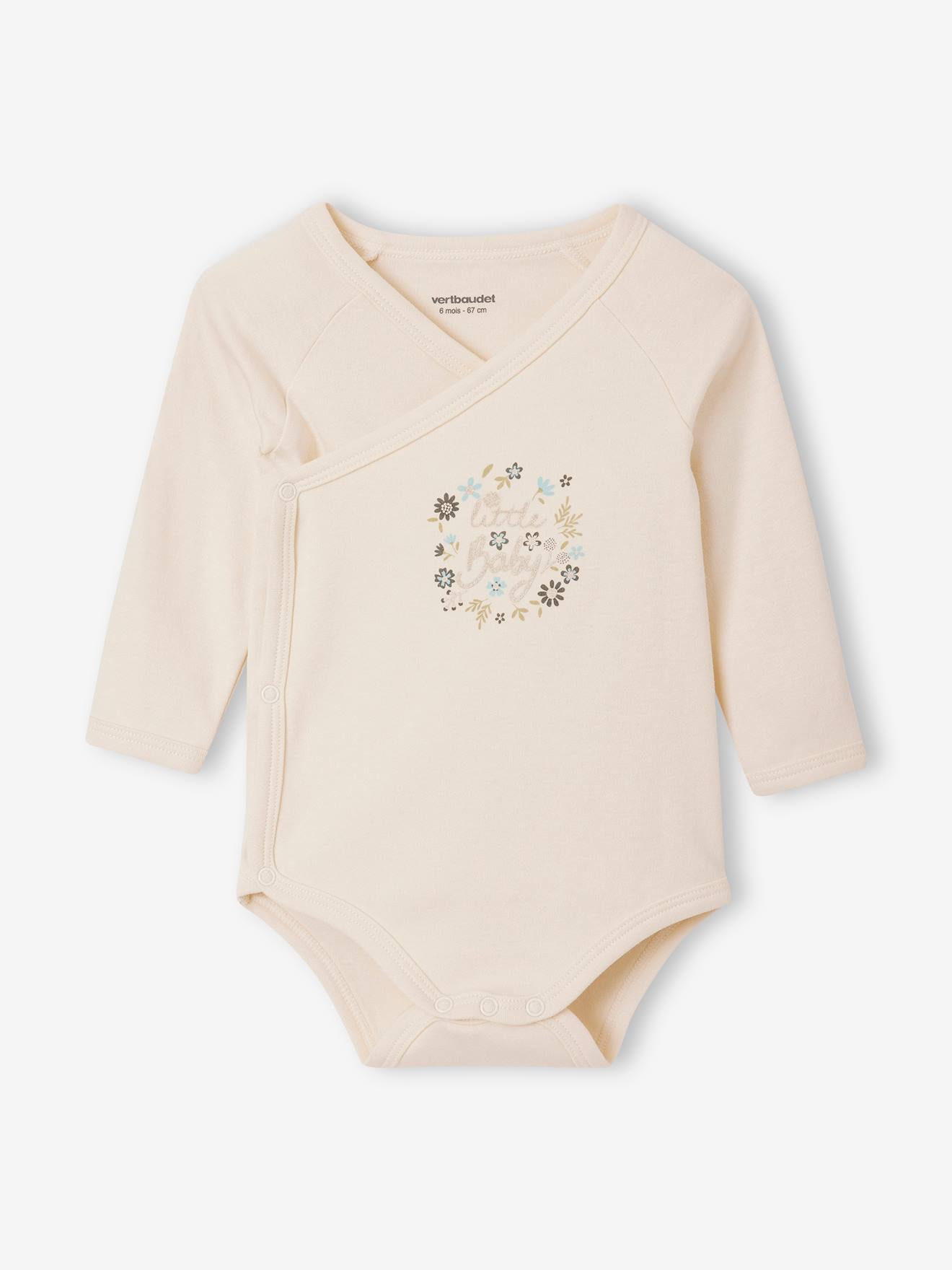 Lot de 5 bodies bébé manches longues ouverture naissance écru