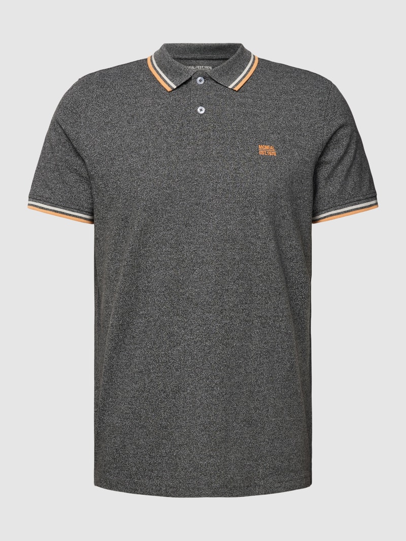 Poloshirt mit Seitenschlitzen in dunkelgrau meliert