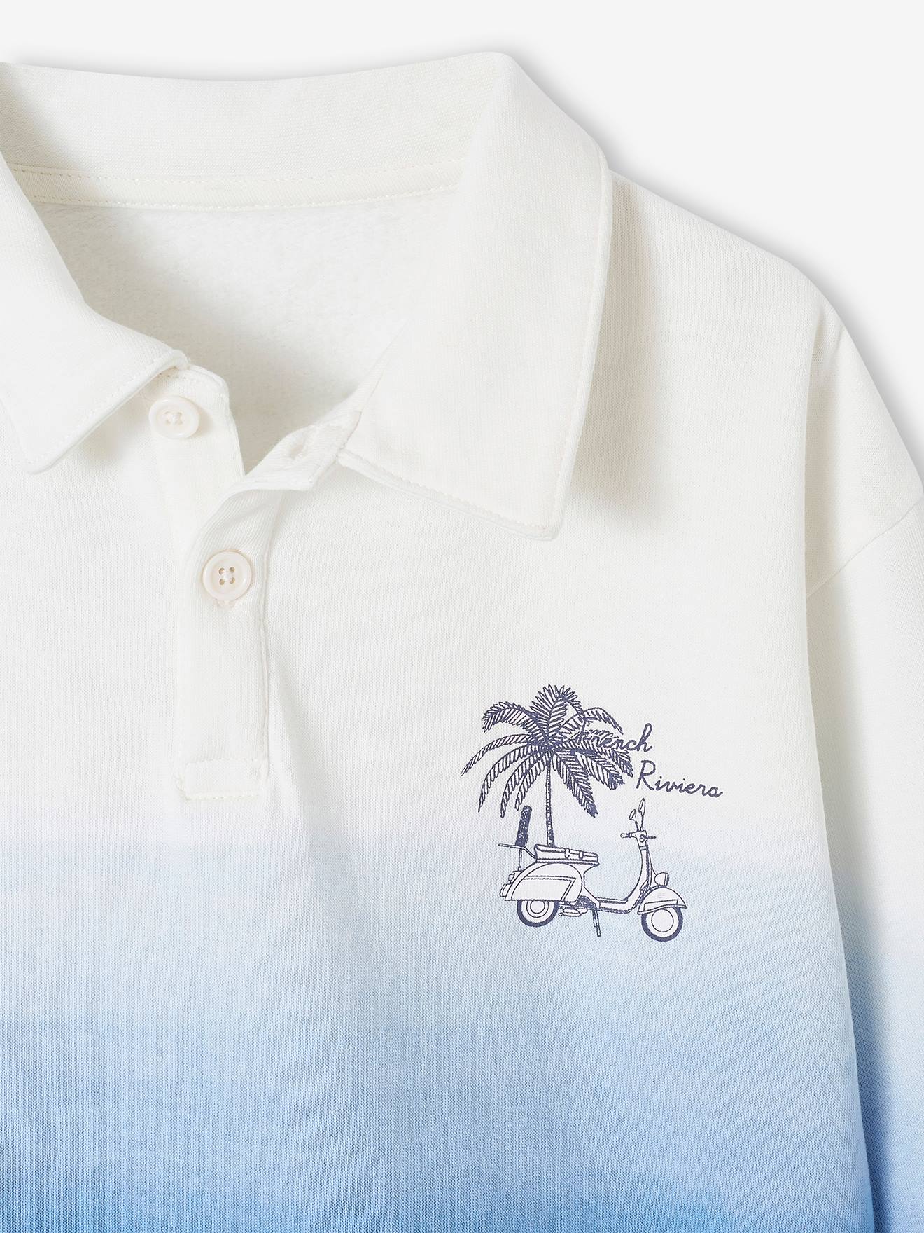 Vertbaudet Jungen Sweatshirt mit Polokragen - azurblau