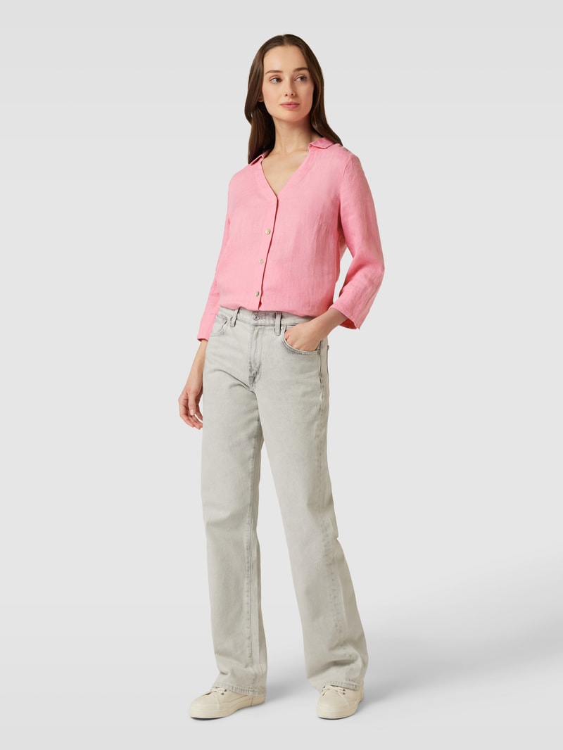 Leinenbluse mit Knopfleiste in pink