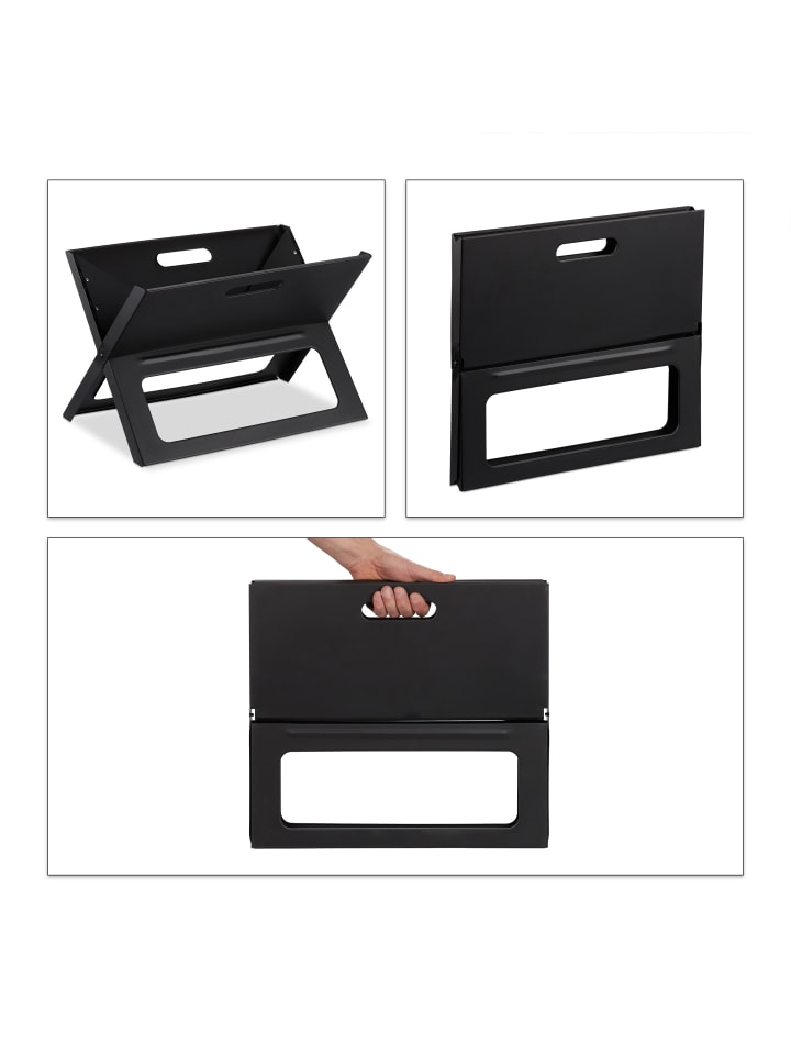 relaxdays Klappgrill in Schwarz - (B)45,5x (H)30 x (T)30 cm günstig kaufen onesize