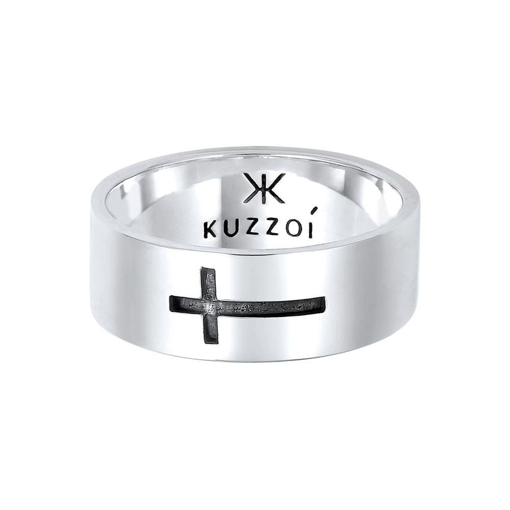 KUZZOI KUZZOI Bague Tendance à l'oxydation croisée des hommes en argent sterling 925 Bague