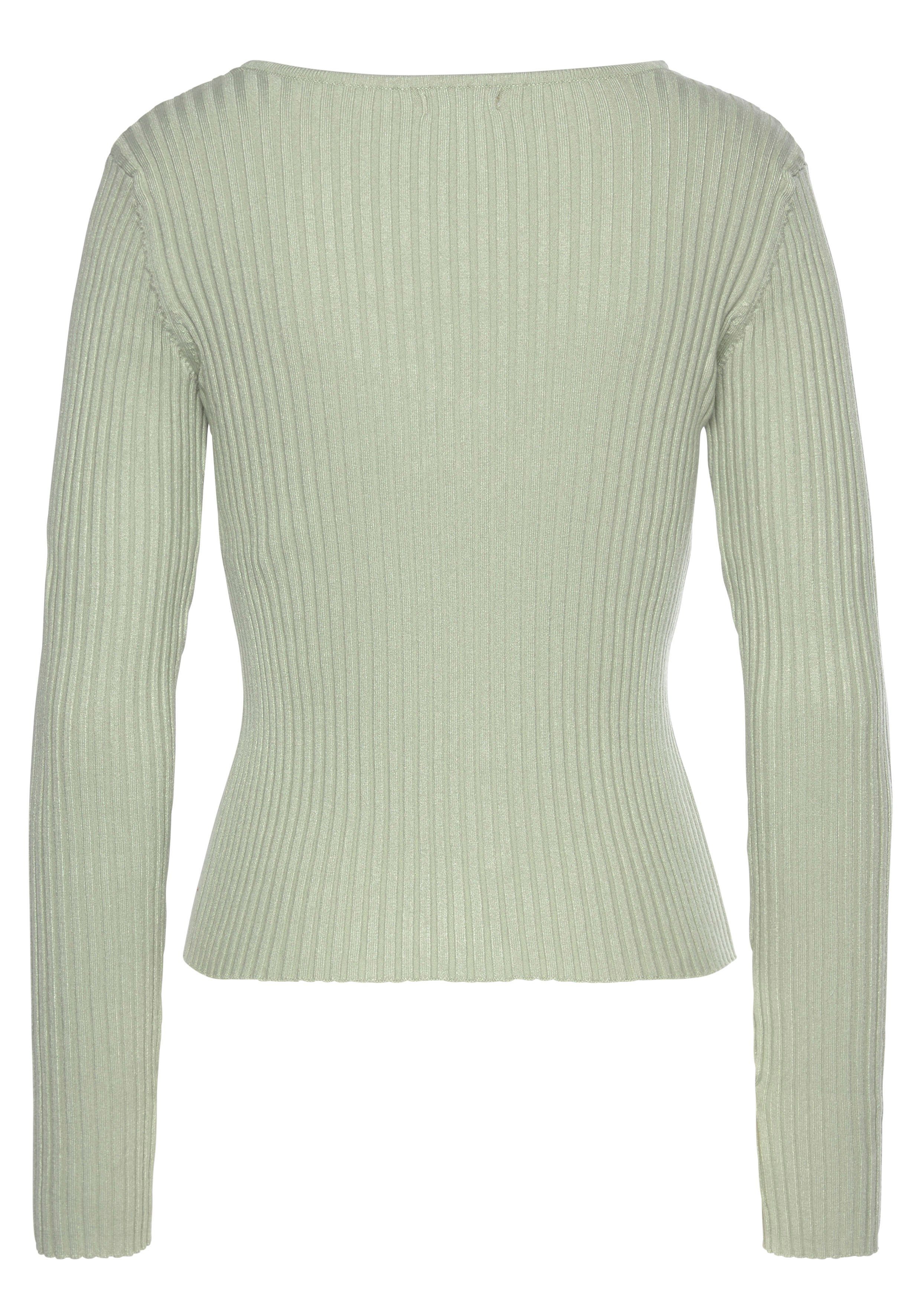 LASCANA V-Ausschnitt-Pullover mit Zierperlen