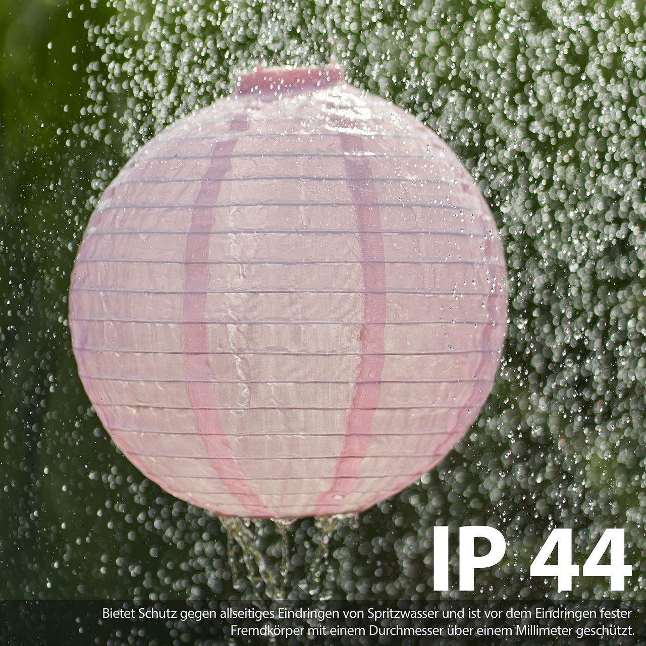 AMARE Solar Lampion XXL 2er Set rund pinkØ ca. 30 cm mit 1 warmweißen LED