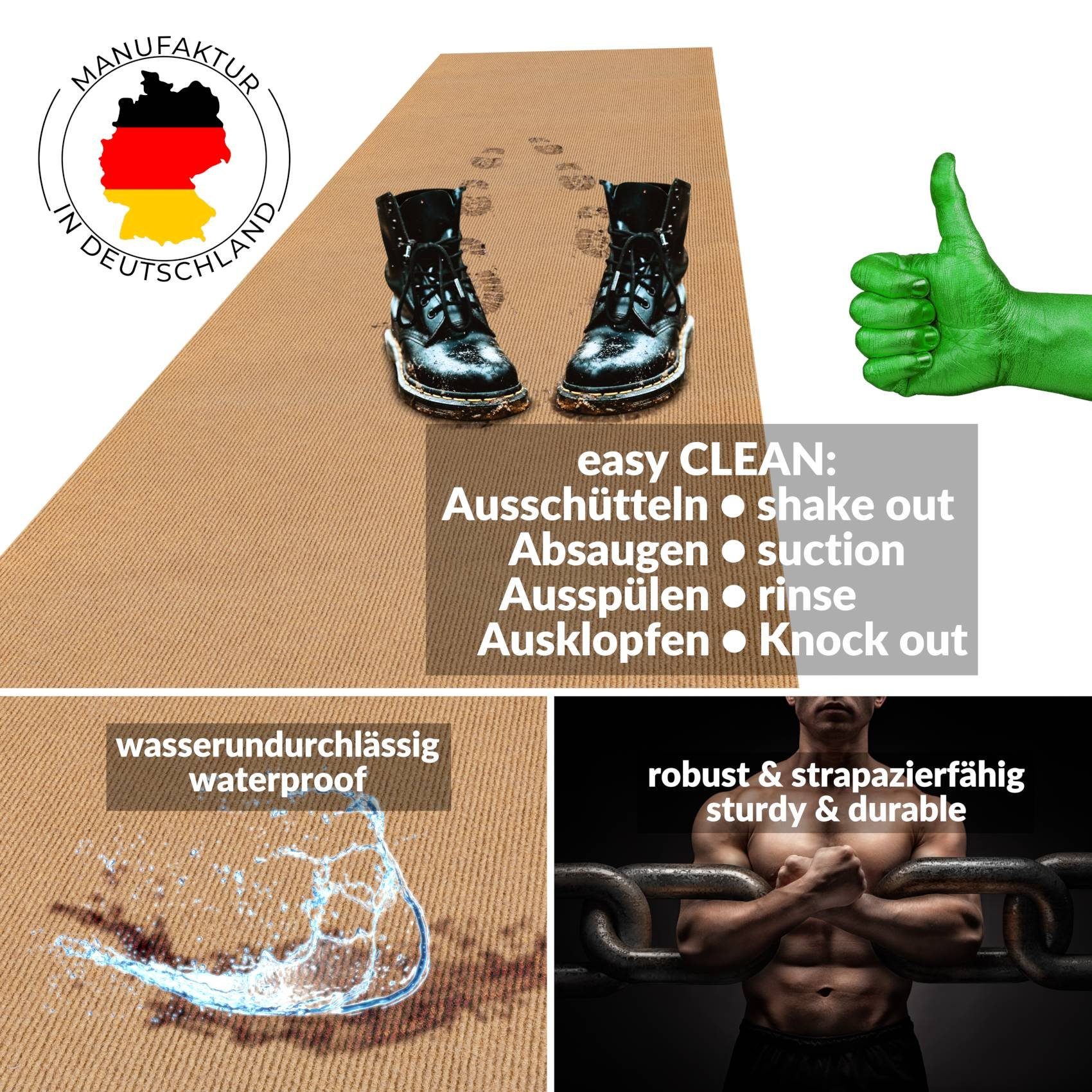 Läufer Küchenläufer Küchenteppich Teppichläufer Läufer JUMBY Gestreift Robus, ANRO, Rechteckig, Höhe: 8 mm, Textil