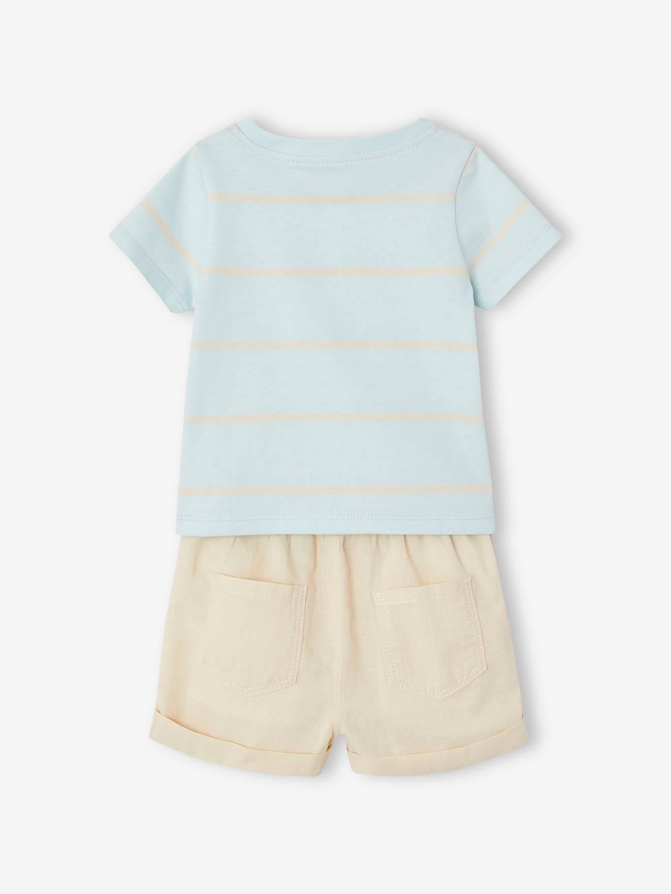 Vertbaudet Baby-Set: T-Shirt & Shorts - himmelblau