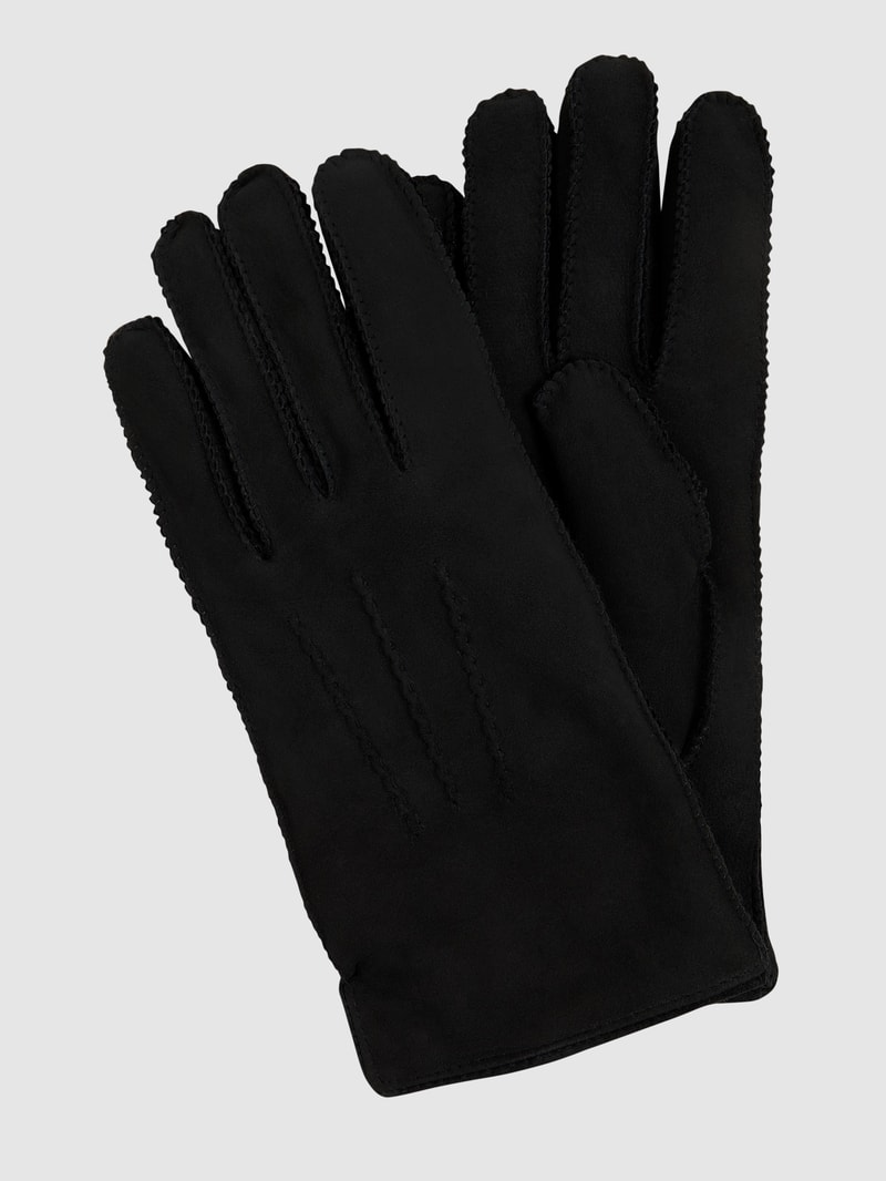 Lederhandschuhe aus Shearling in schwarz