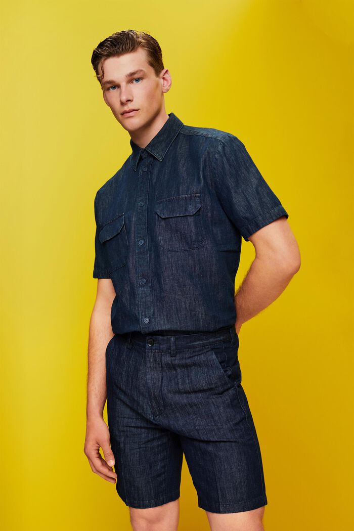 Chino-Shorts aus Baumwolle und Leinen