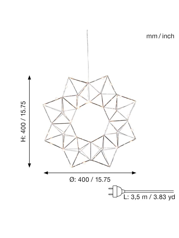 STAR Trading LED Deko-Kranz 'Edge, silber, Ø 40cm günstig kaufen onesize