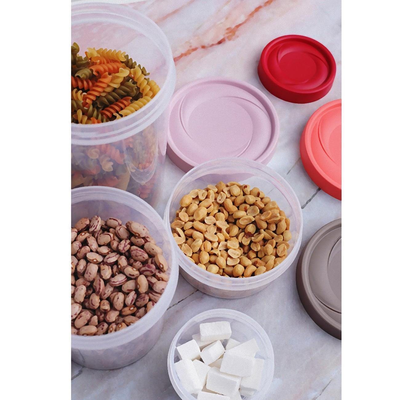 Engelland Vorratsdose Gewürzdosen Set mit Schraubdeckel, Kunststoff, Kunststoff, (Vorteils-Set, 3-tlg., stapelbar), Plastikdose, BPA-frei, lebensmittelecht, rund