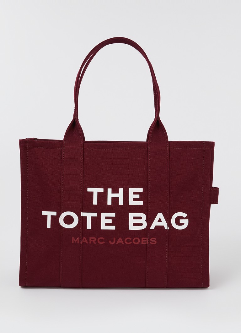 Geantă mare Marc Jacobs din pânză cu logo imprimat.
