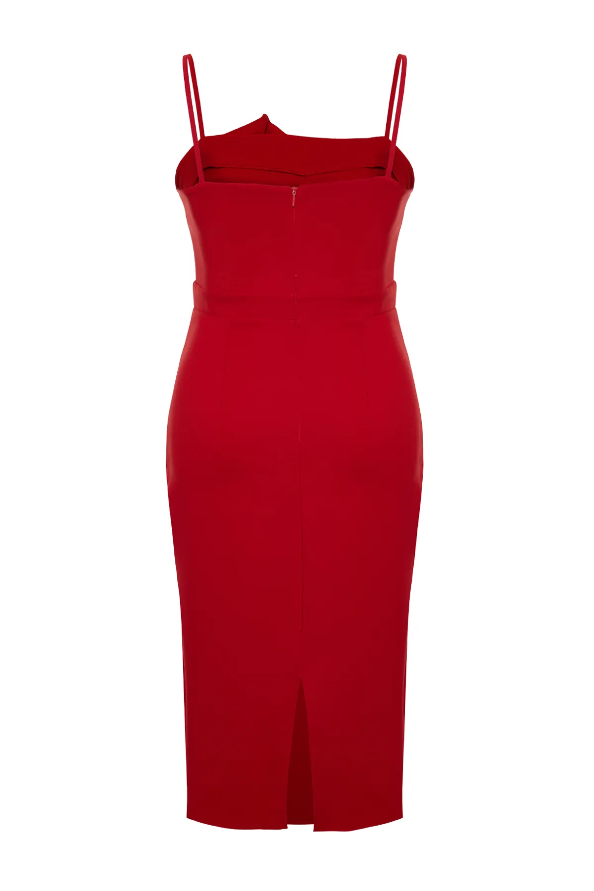 Trendyol Curve  Rotes Finike-Webkleid in Übergröße