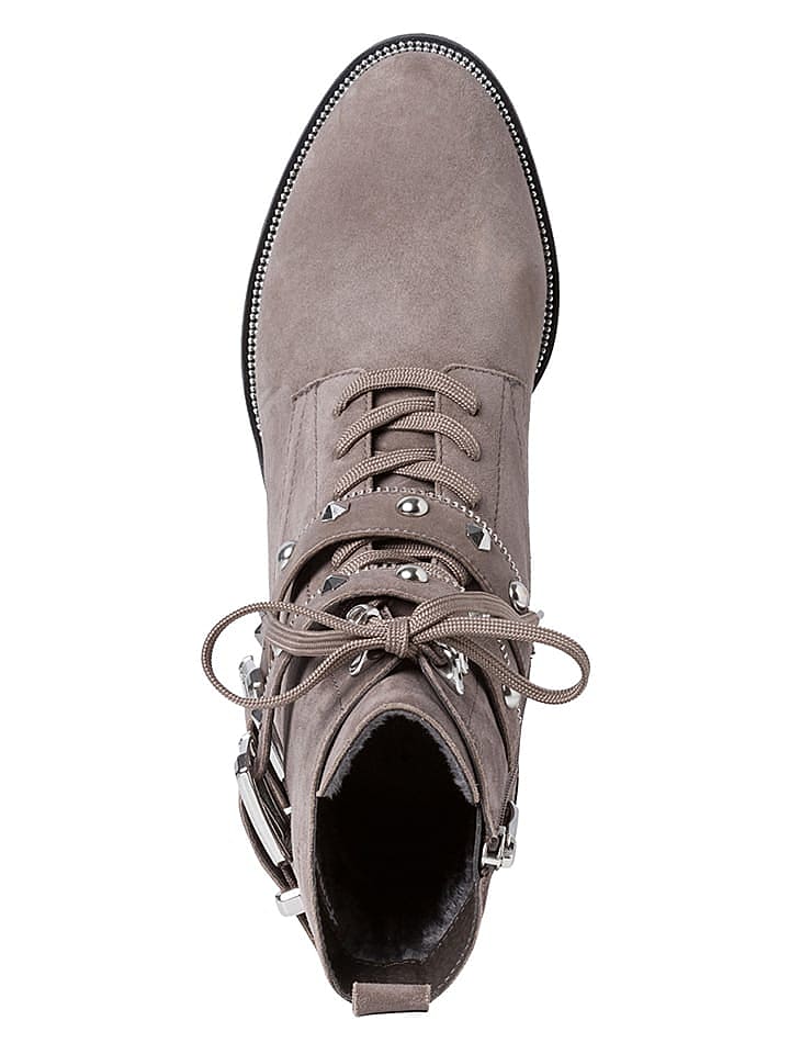 Tamaris Leder-Stiefeletten in Grau günstig kaufen 36