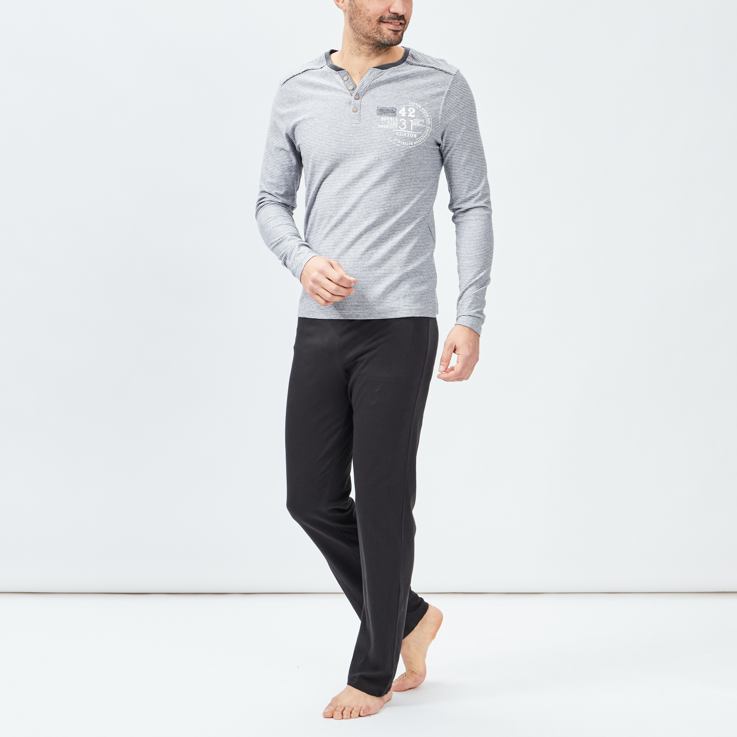 Ensemble pyjama 2 pièces gris foncé homme | La Halle