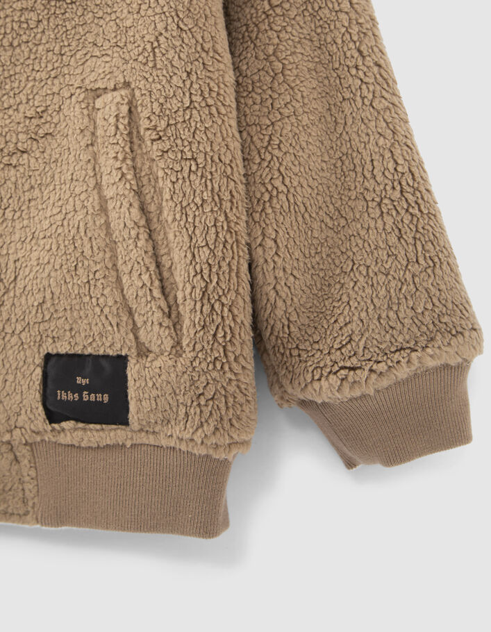Cardigan réversible écru Sherpa et moka molleton garçon