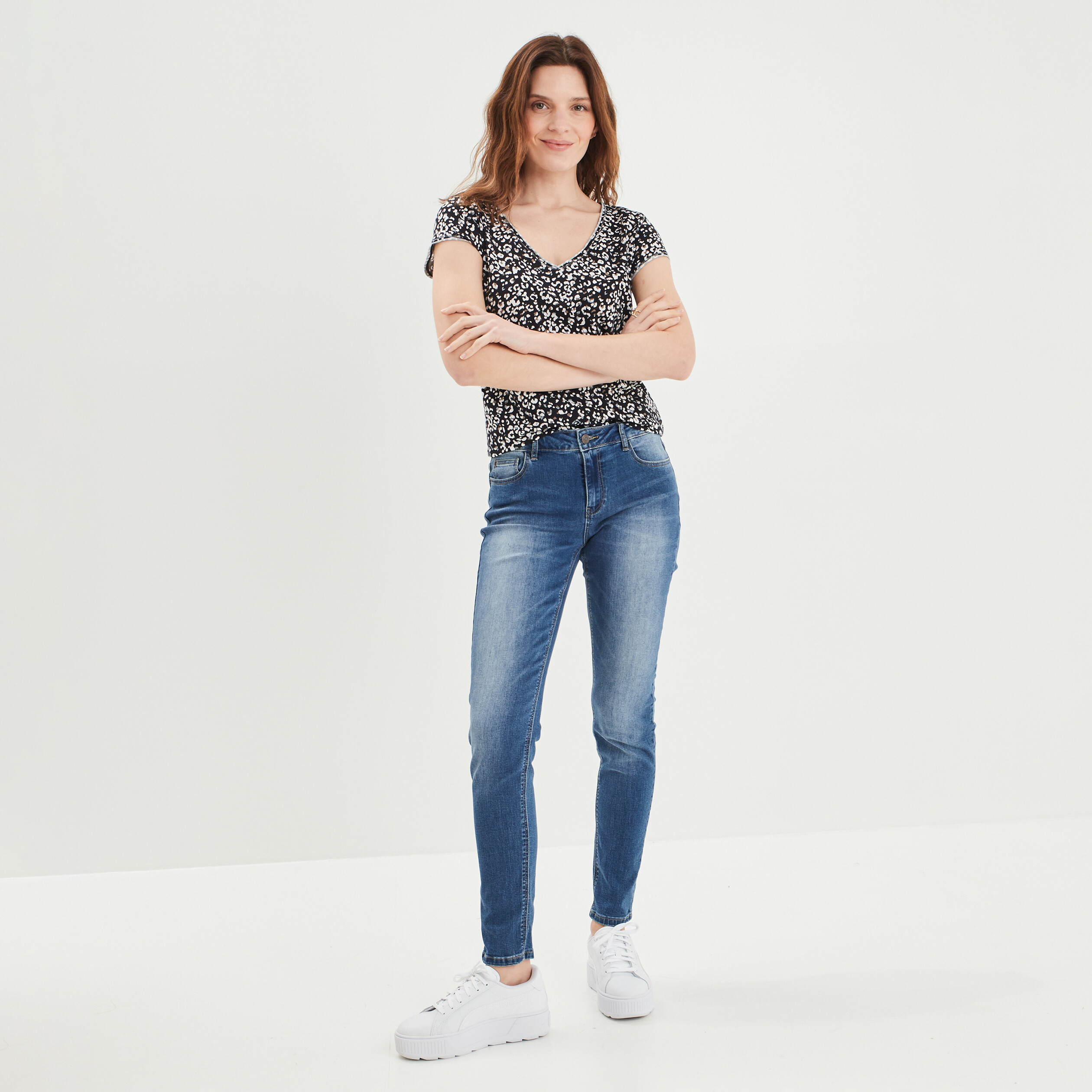 Jeans skinny taille basse denim stone femme | La Halle