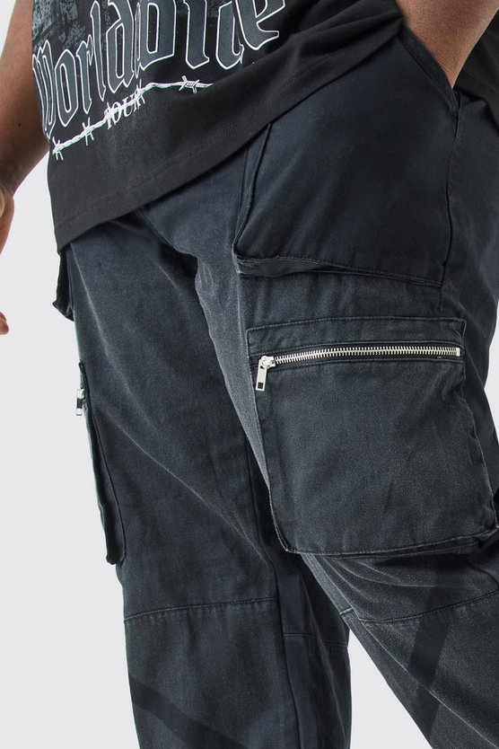 Plus gefärbte Cargo-Hose mit geradem Bein