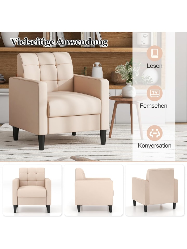 COSTWAY Relaxsessel aus Samt in Beige günstig kaufen onesize