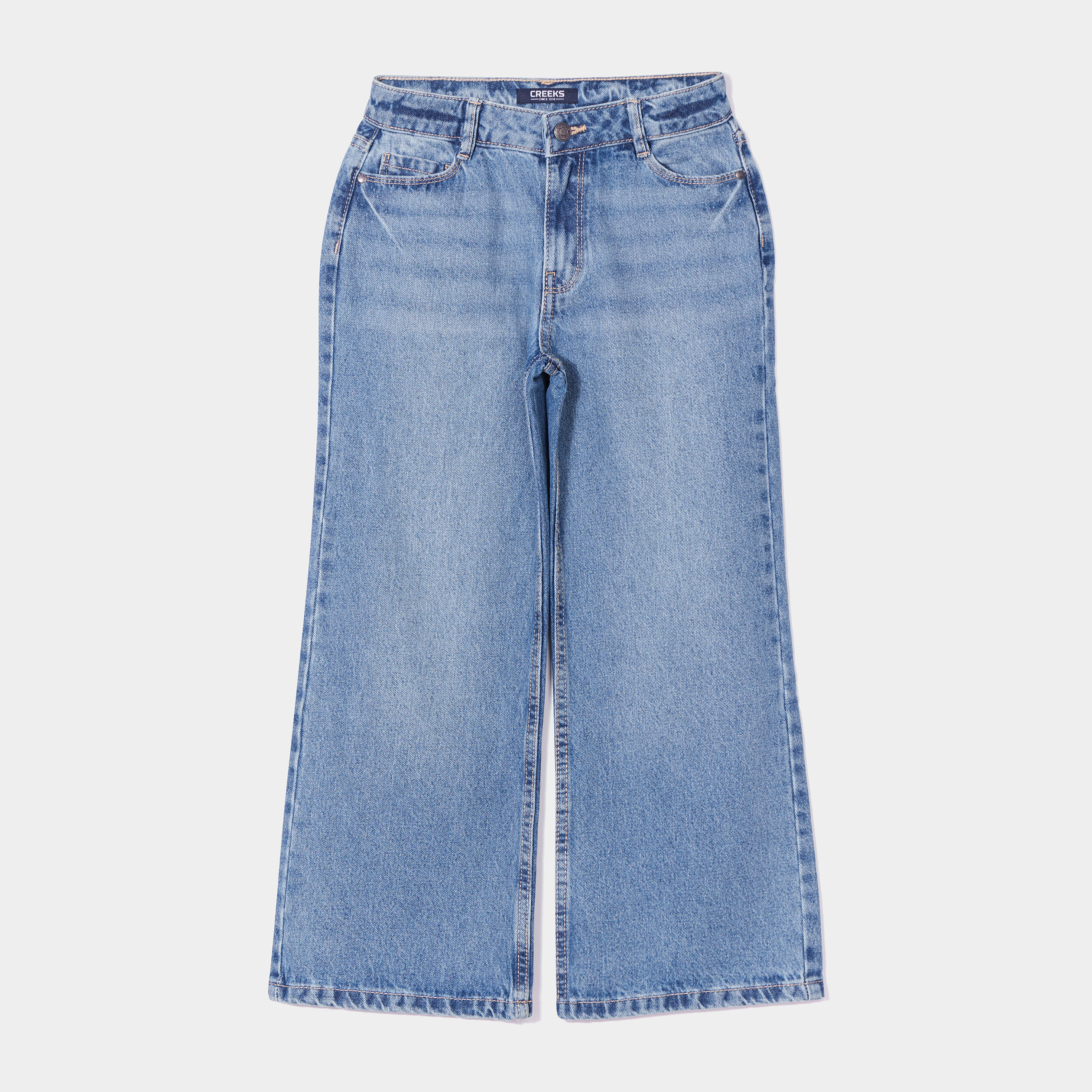 Jeans large taille ajustable Creeks denim double stone fille | La Halle