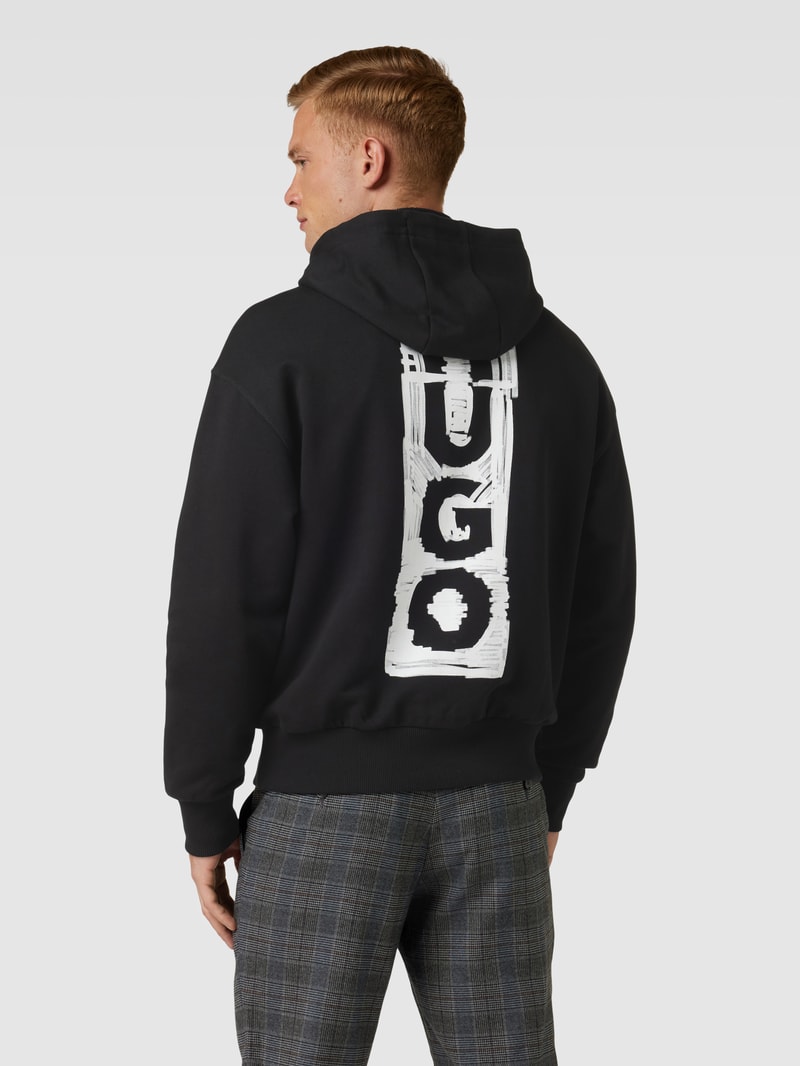 Hoodie mit Label-Detail Modell 'Diushi' in schwarz