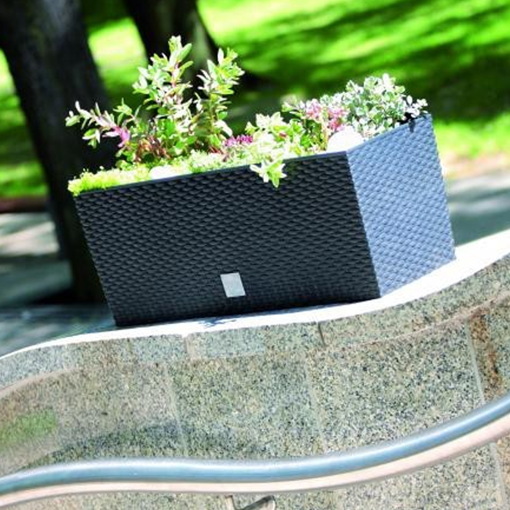 Powertec Garden Design-Pflanzkasten 2in1 in Rattanoptik, ca. 30L - Anthrazit