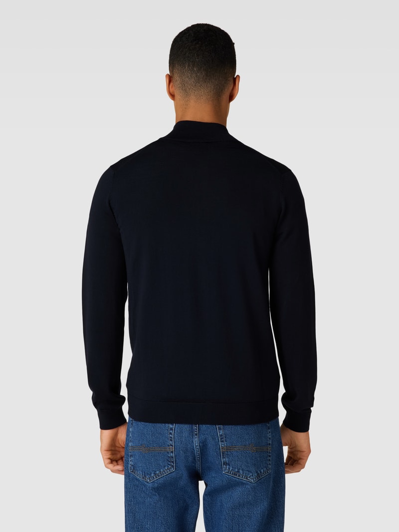 Strickjacke aus Schurwolle mit Reißverschluss Modell 'San Jorge' in marineblau