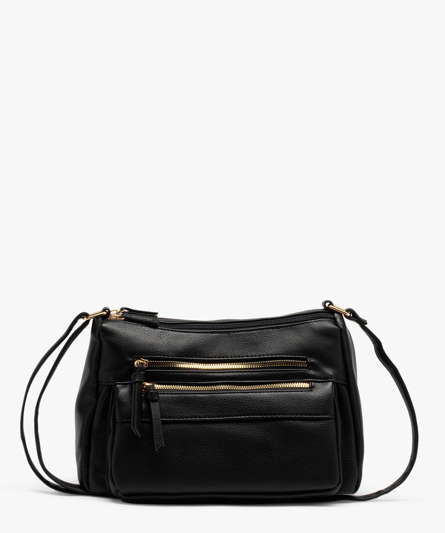 Sac besace souple à multiples poches zippées femme noir | GEMO