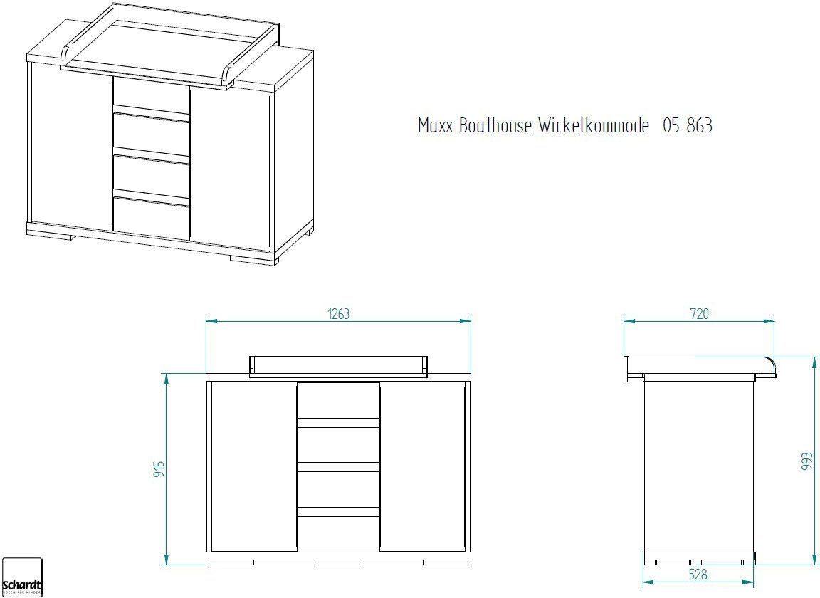 Schardt Wickelkommode Maxx Boathouse, Made in Germany