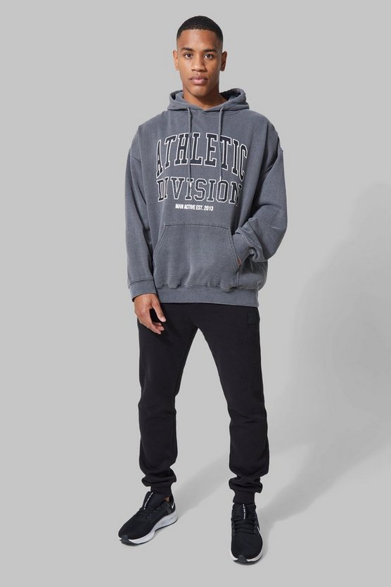 Man Active Oversize Hoodie mit Acid-Waschung