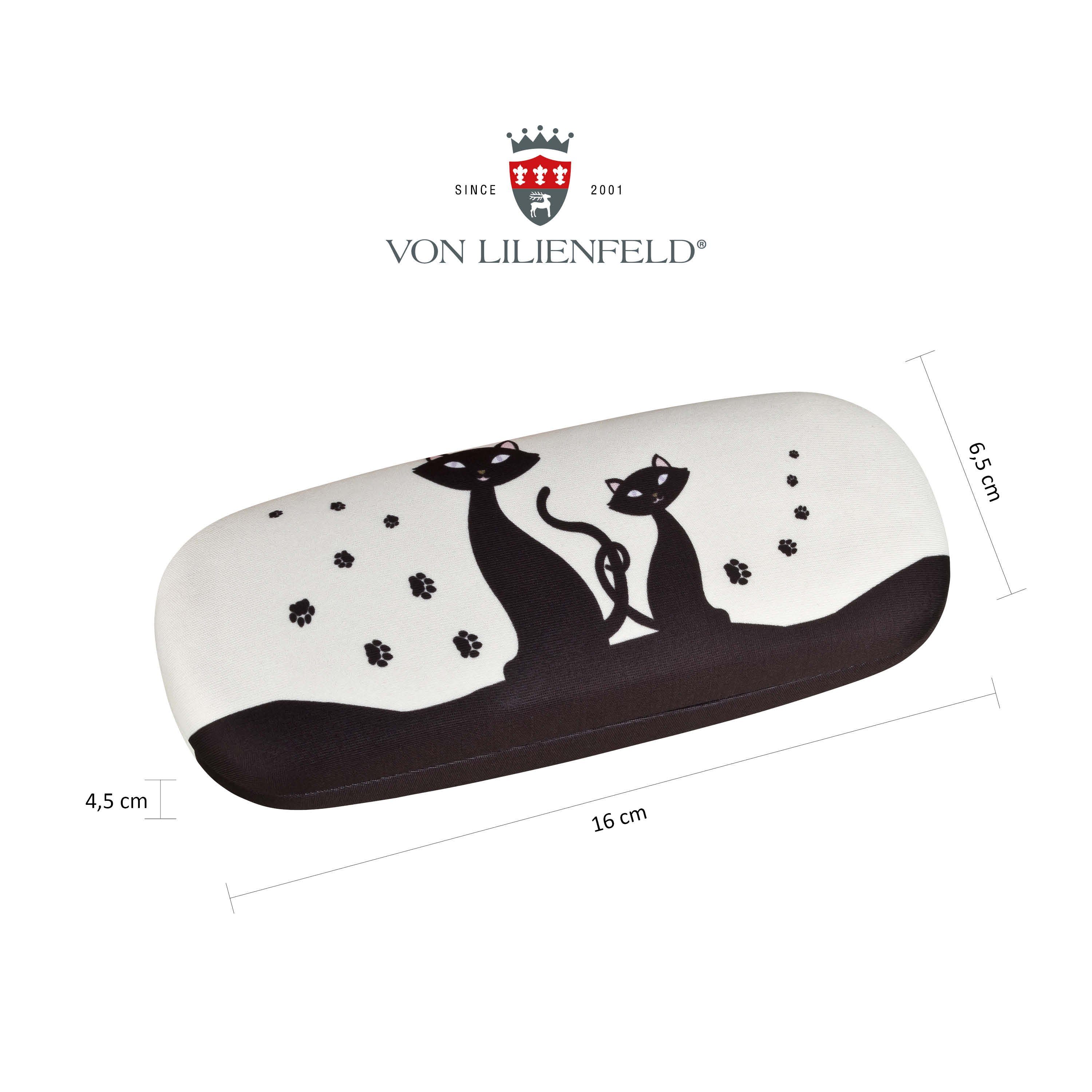 von Lilienfeld Brillenetui Brillenetui Schwarze Katzen Kätzchen Motiv Brillenbox, stabiles mit Mikrofaser bezogenes Hardcase