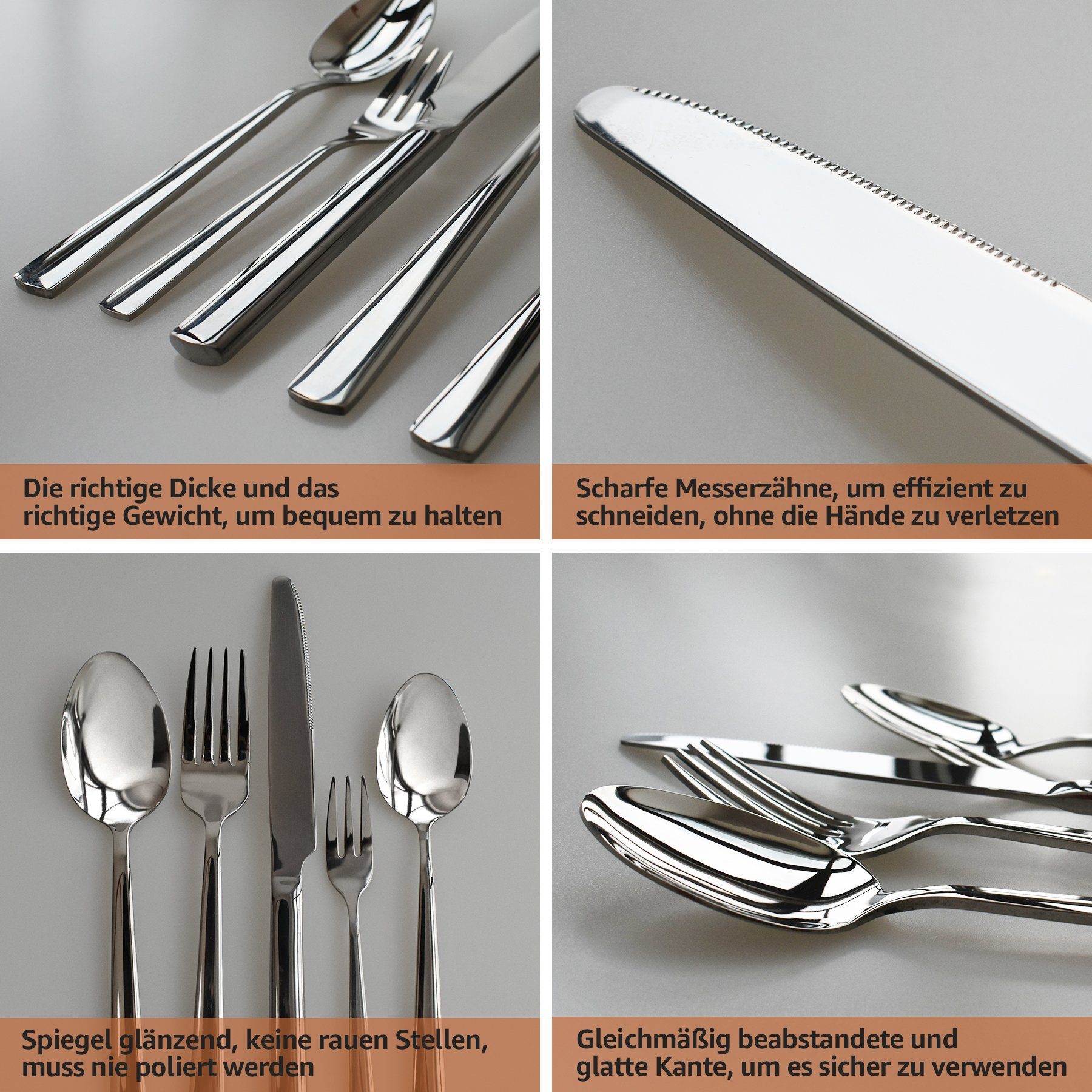 7Magic Besteck-Set, 5 teilig Edelstahl Hochwertiges Tafelbesteck Set