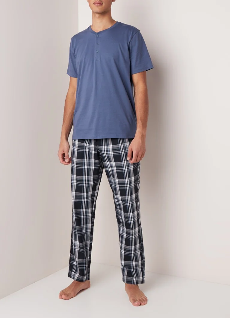 Pantaloni de pijama Schiesser din bumbac cu carouri