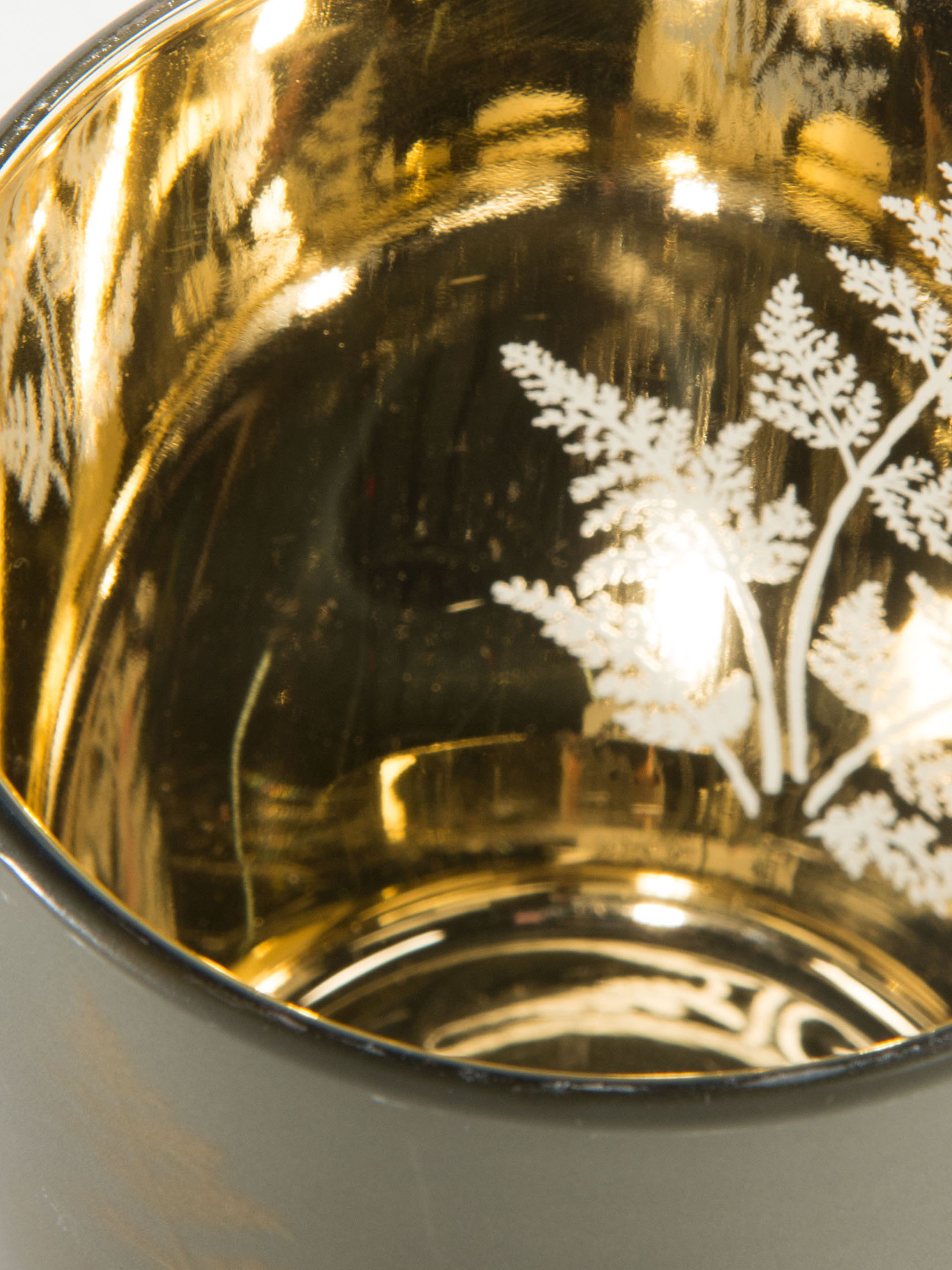 Goldfarn Teelichthalter, Dunkelgrün/Gold