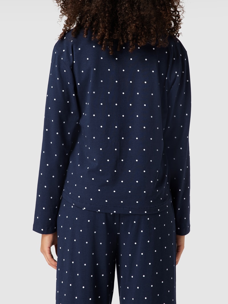 Pyjama-Oberteil mit Polka Dots in marineblau