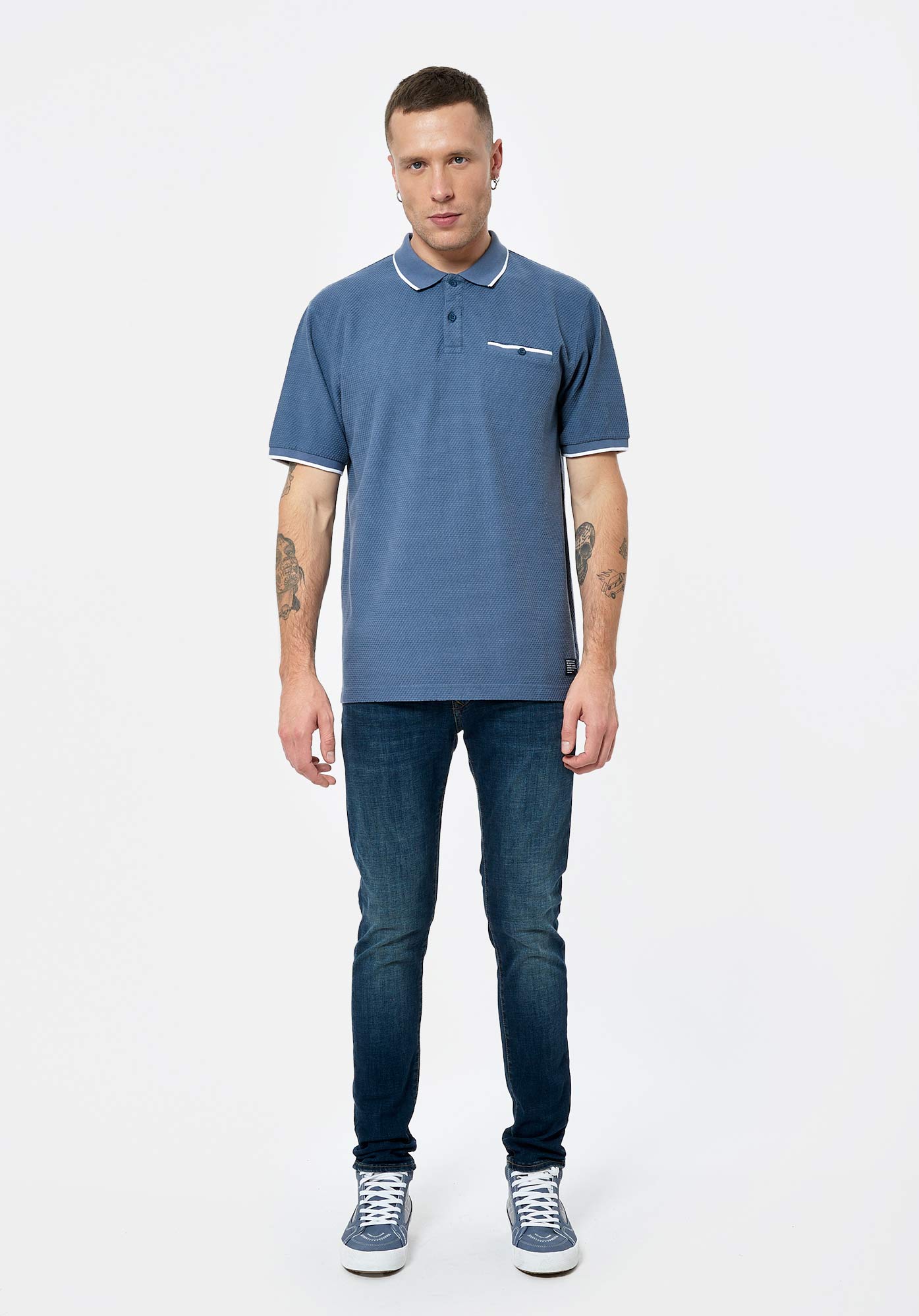 CELES  Polo bleu gris Homme