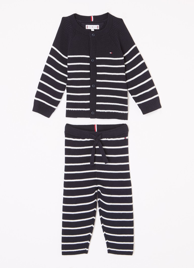 Tommy Hilfiger vauvan setti, jossa on joustinneuletakki ja collegehousut, 2-osainen