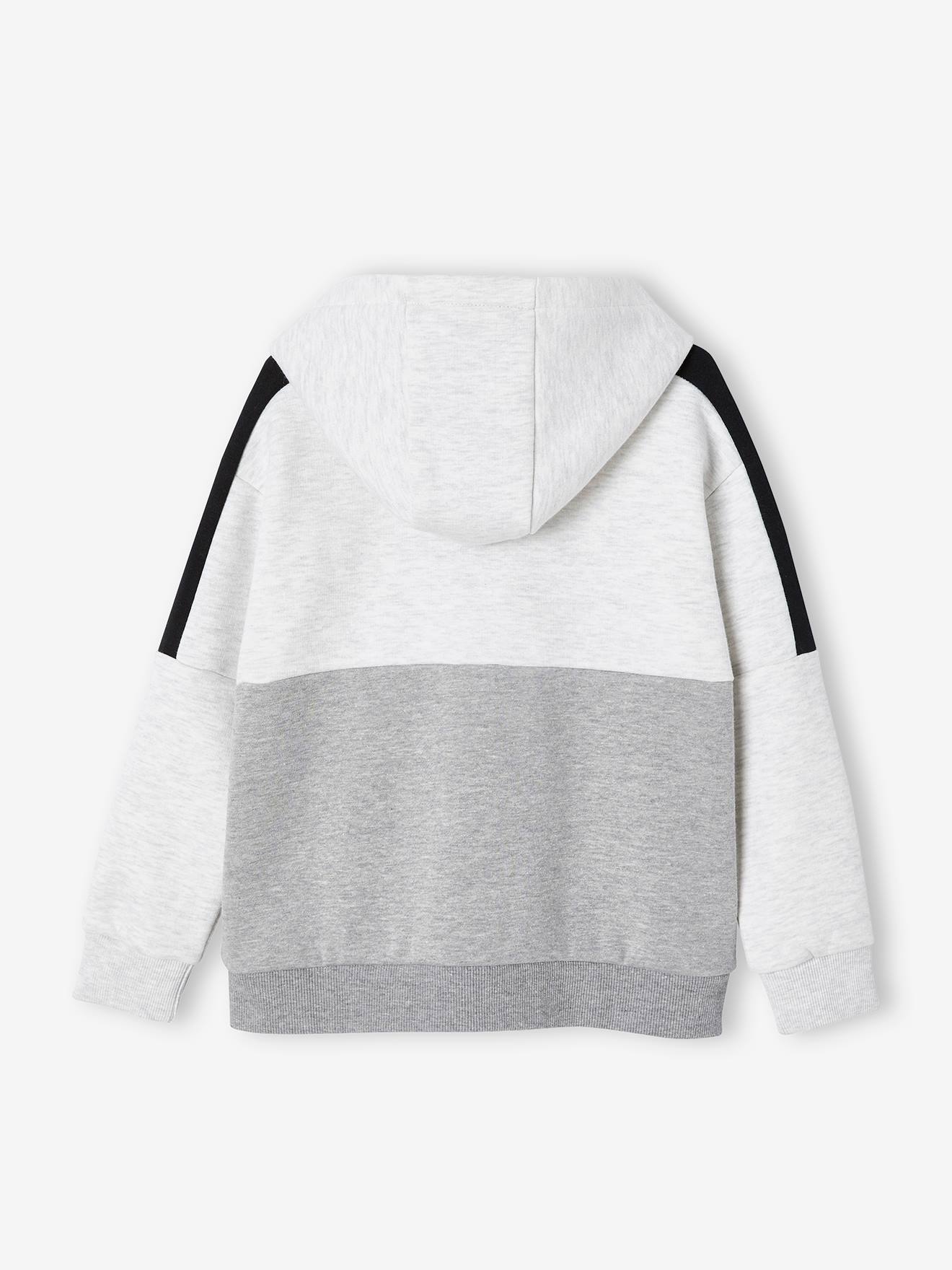 Sweat zippé à capuche effet colorblock sport garçon vert
