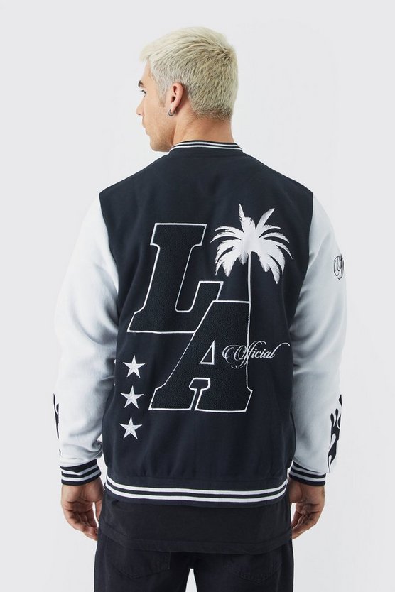 Jersey-Bomberjacke mit LA-Aufnäher
