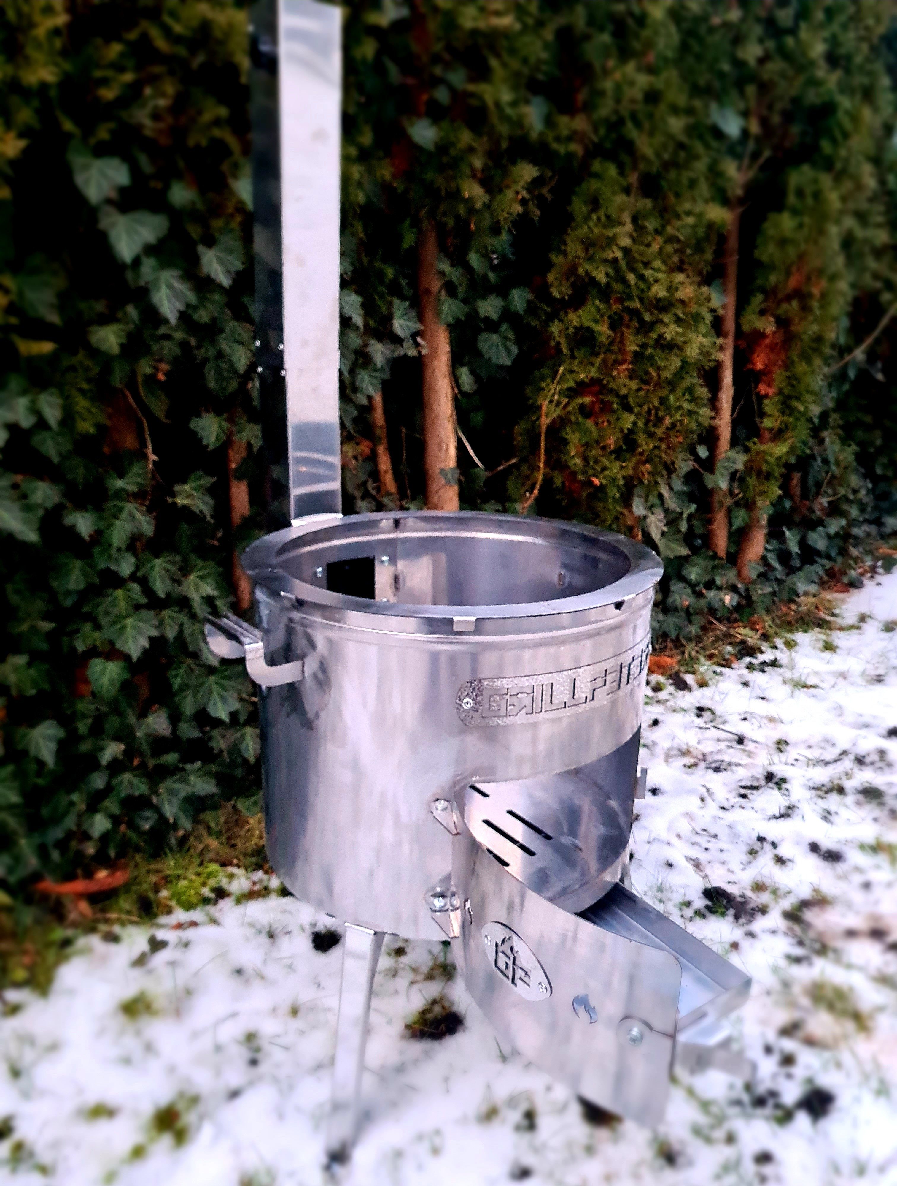 Grillpeter Feuerstelle Utschak Timur Edelstahl 2mm mit Abzugsrohr Feuerofen für Kazan