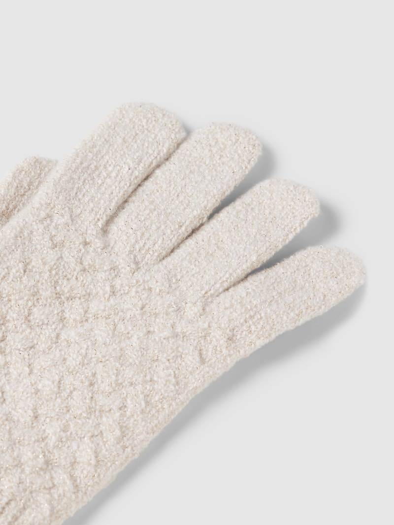 Handschuhe mit Kaschmir-Anteil und Logo-Stitching in gold