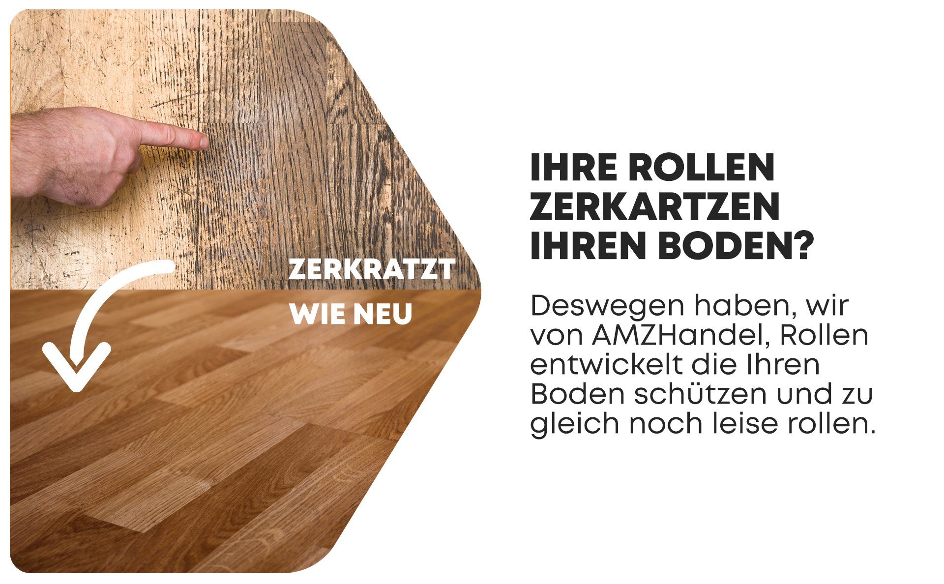 AMZHANDEL Stuhlrolle Hartbodenrollen Ø48mm für Ihren Bürostuhl mit 10 oder 11mm Stift, (5xBürostuhlrollen, 5-St), vermeidet Kratzer & Macken