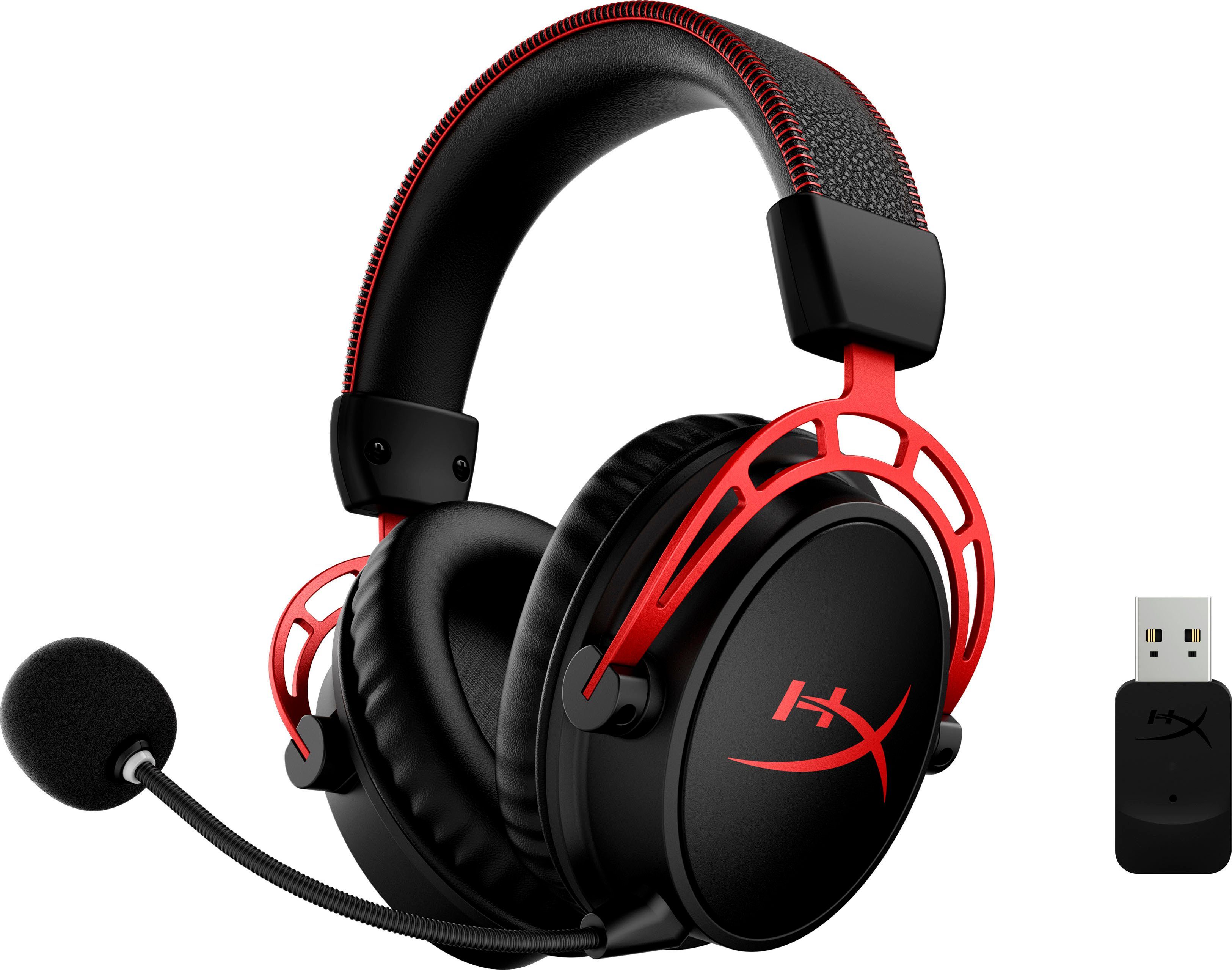 HyperX Cloud Alpha Wireless Gaming-Headset (LED Ladestandsanzeige, Mikrofon abnehmbar, Rauschunterdrückung)