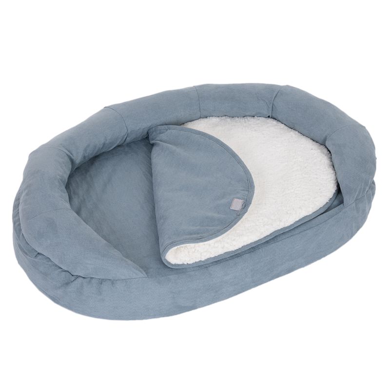 Hundebett Memory oval - grau-blau zu TOP-Preisen