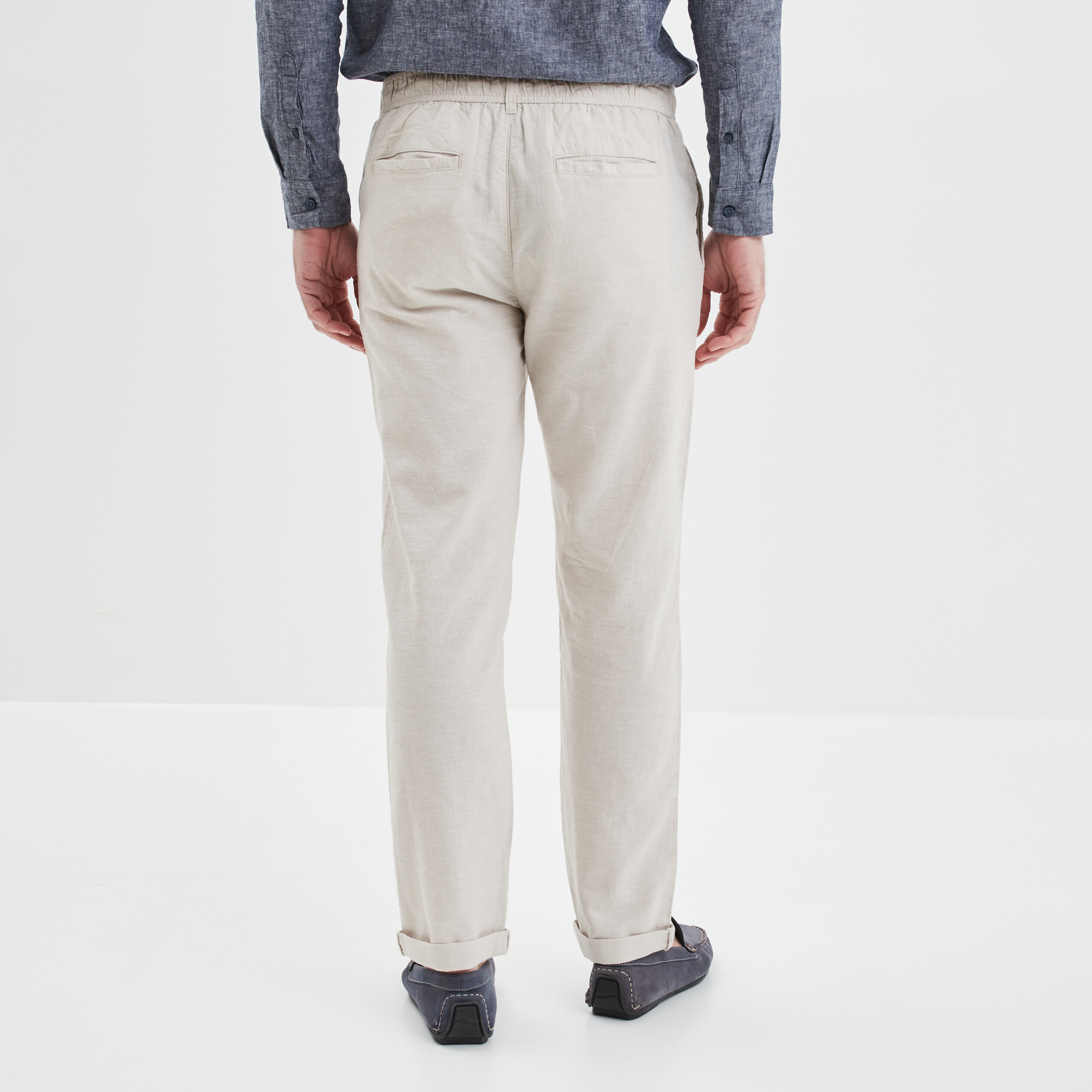 Pantalon chino droit lin majoritaire gris clair homme | La Halle